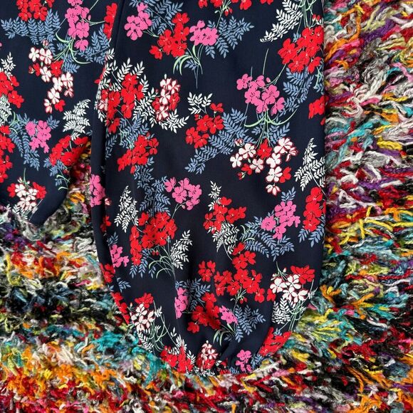 Loft Petite Floral Long Sleeve Popover Blouse Keyhole Back Balloon Sleeve XS - Picture 4 of 15